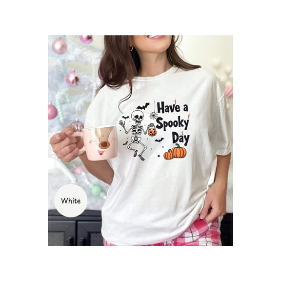 Have A Spooky Day Shirt, Teacher Halloween Shirt, Womens Halloween Shirt, Retro Halloween Tshirt, Halloween Skeleton Shirt, Dancing Skeleton