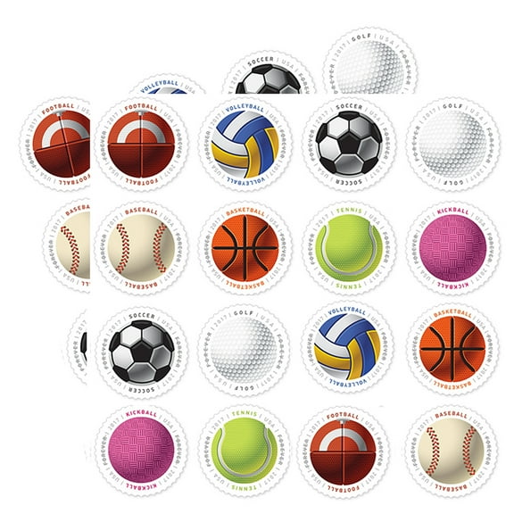 Have a Ball! USPS Forever Postage Stamp 2 Sheets of 16 US First Class Postal Baseball Basketball Volleyball Golf Soccer Football Tennis Ball Sports Team (32 Stamps)