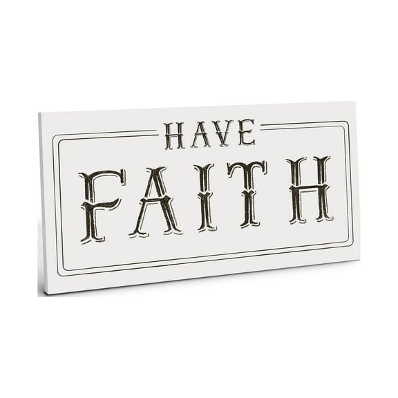 Have Faith Black Scroll Script 10 x 5 Wood Wall Sign Plaque