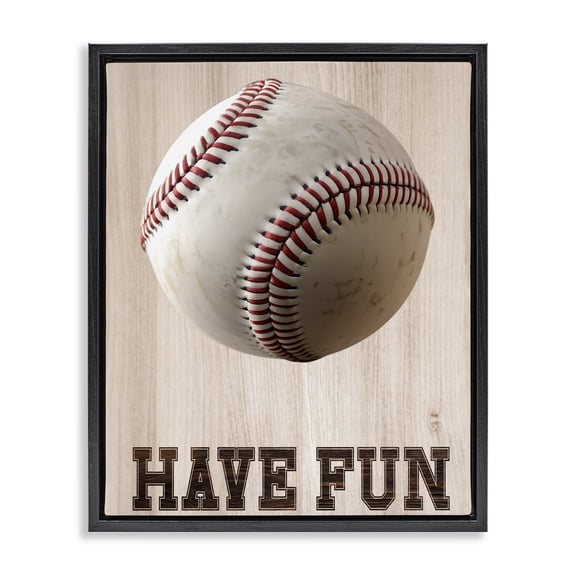 Stupell Industries Have Fun Baseball Black Framed Floater Canvas Wall Art, design by Marcus Prime, 21 x 17