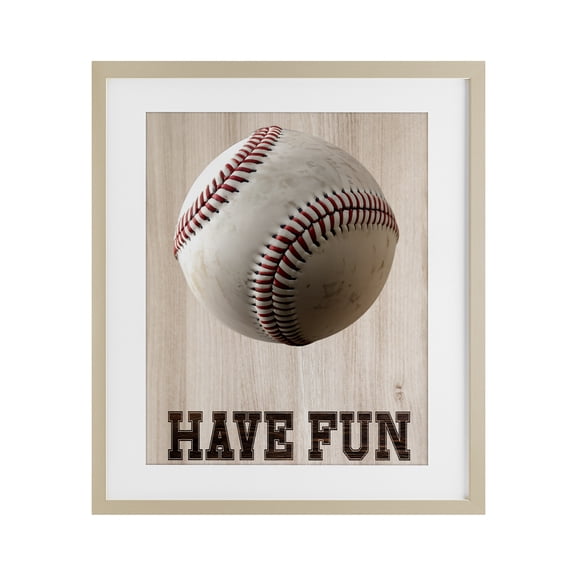 Stupell Industries Have Fun Baseball Birch Framed Print Under Glass, design by Marcus Prime, 21 x 17