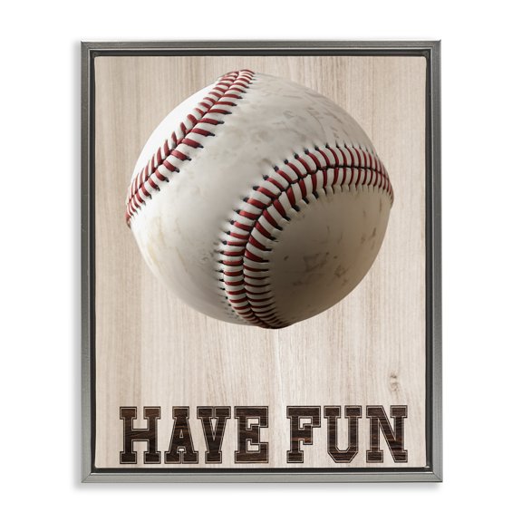 Stupell Industries Have Fun Baseball Gray Framed Floater Canvas Wall Art, design by Marcus Prime, 31 x 25