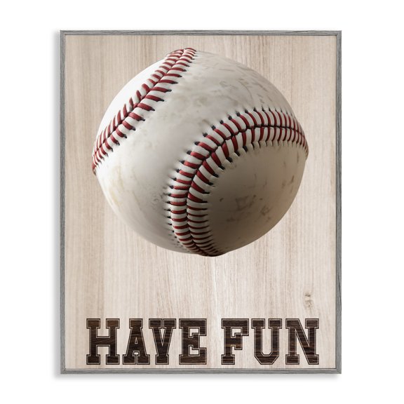 Stupell Industries Have Fun Baseball Gray Framed Giclee Art, design by Marcus Prime, 30 x 24
