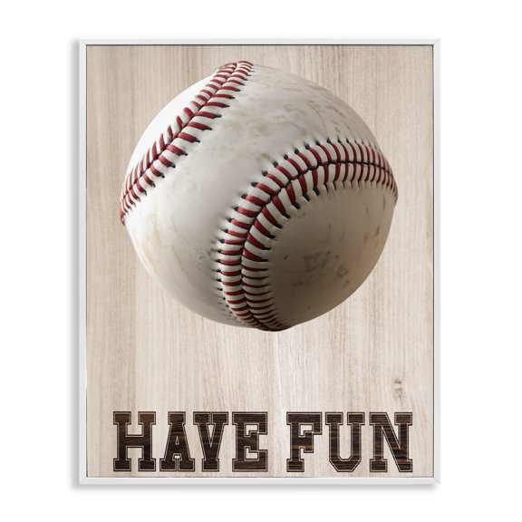 Stupell Industries Have Fun Baseball White Framed Giclee Art, design by Marcus Prime, 20 x 16
