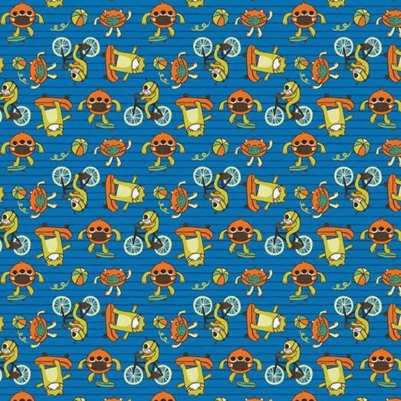 Have Fun Stay Safe Blue Cotton Fabric