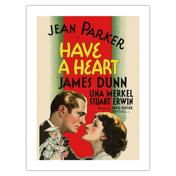 Have a Heart - Starring Jean Parker & James Dunn - Directed by David Butler - Vintage Film Movie Poster c.1935 - Bamboo Fine Art 290gsm Paper (Unframed) 12x16in