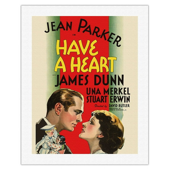 Have a Heart - Starring Jean Parker & James Dunn - Directed by David Butler - Vintage Film Movie Poster c.1935 - Fine Art Rolled Canvas Print 20in x 26in