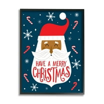Have Merry Christmas Patterned Santa Holiday Graphic Art Black Framed Art Print Wall Art