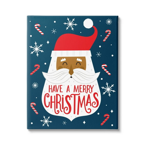 Have Merry Christmas Patterned Santa Holiday Graphic Art Gallery Wrapped Canvas Print Wall Art