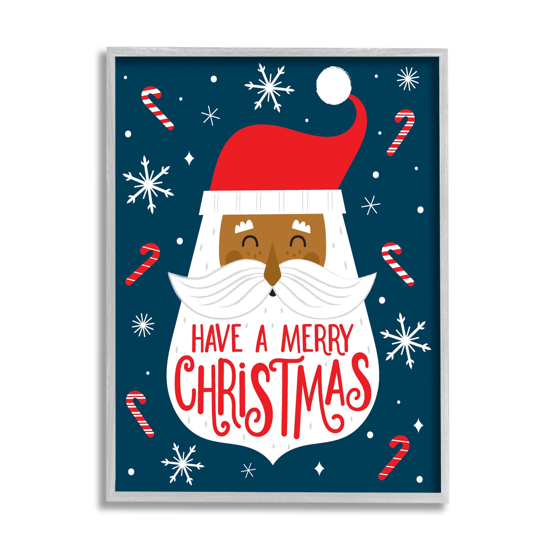 Have Merry Christmas Patterned Santa Holiday Graphic Art Gray Framed Art Print Wall Art