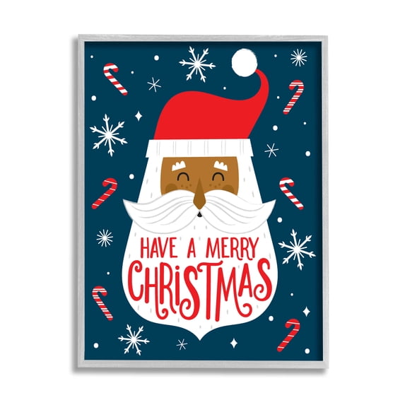 Have Merry Christmas Patterned Santa Holiday Graphic Art Gray Framed Art Print Wall Art