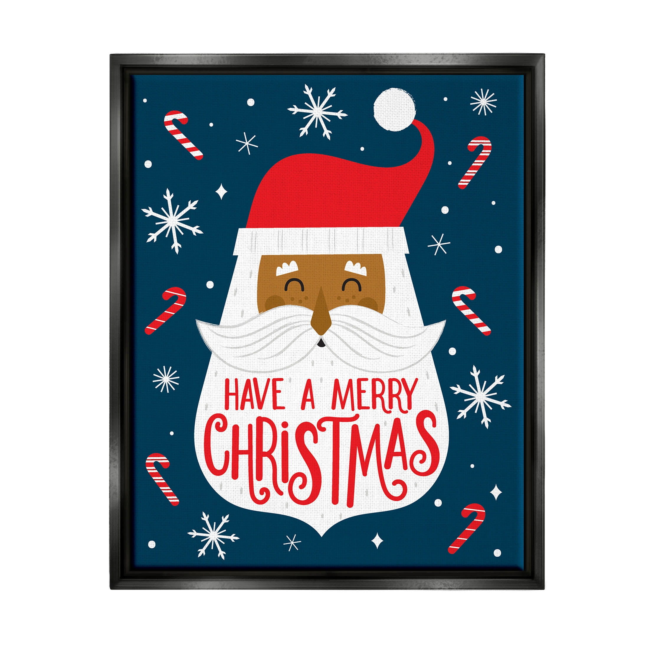 Have Merry Christmas Patterned Santa Holiday Graphic Art Jet Black Framed Art Print Wall Art