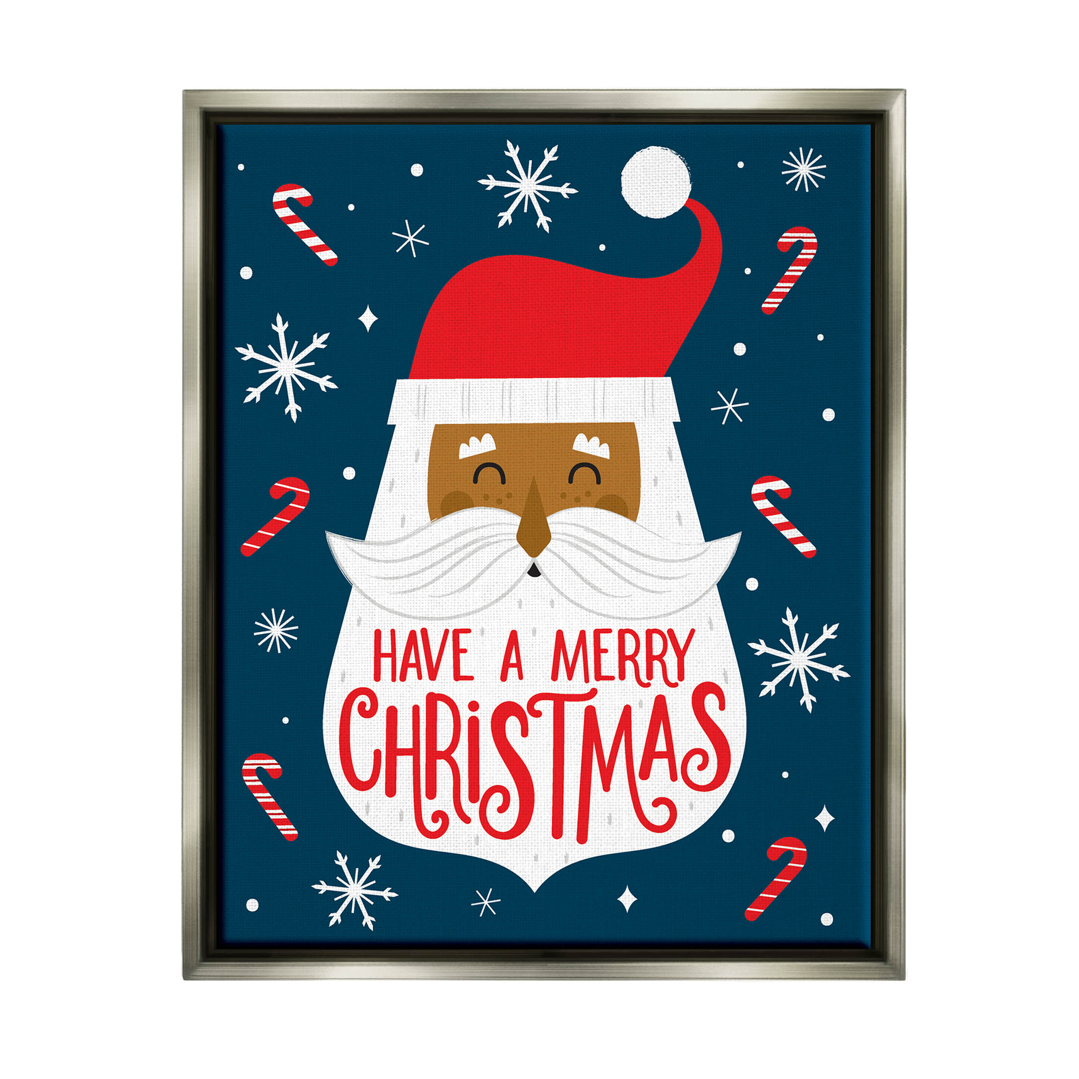 Have Merry Christmas Patterned Santa Holiday Graphic Art Luster Gray Framed Art Print Wall Art