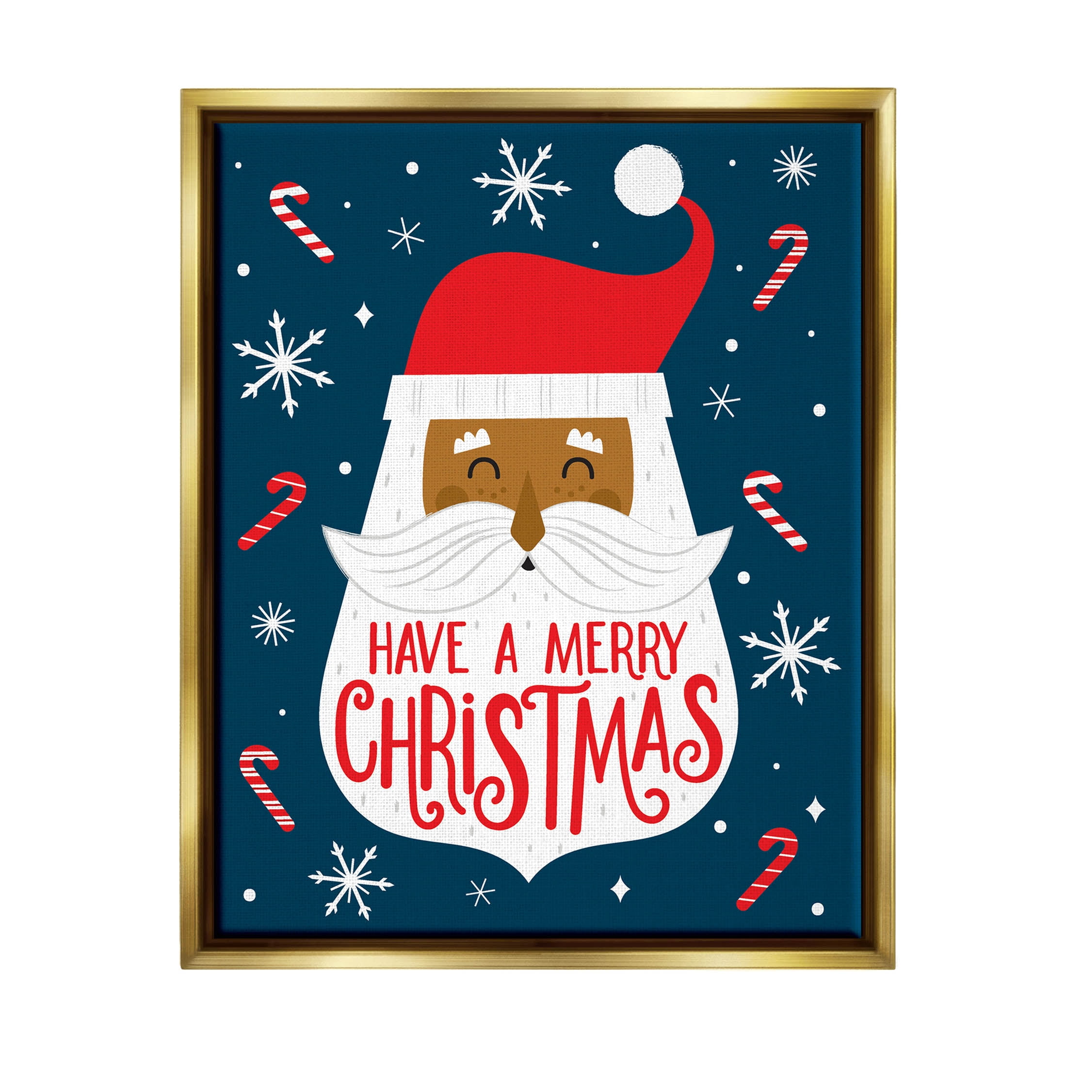Have Merry Christmas Patterned Santa Holiday Graphic Art Metallic Gold Framed Art Print Wall Art