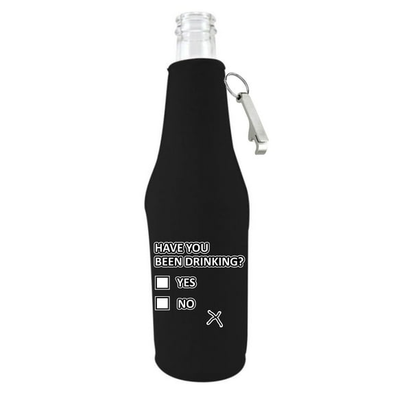 Have You Been Drinking Beer Bottle Coolie With Opener (Black)