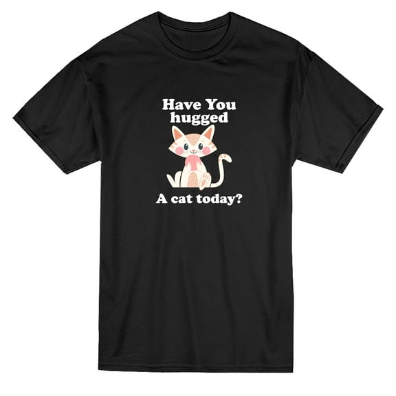 Have You Hugged A Cat Today? Men Black T-Shirt, Male Medium