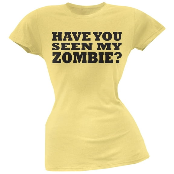 Have You Seen My Zombie Flip Up Yellow Juniors T-Shirt - X-Large