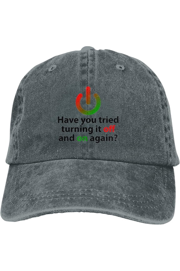 Have You Tried Turning It Off and On Again Slogan Cowboy Hats Unisex Adjustable Vintage Baseball Caps Deep Heather