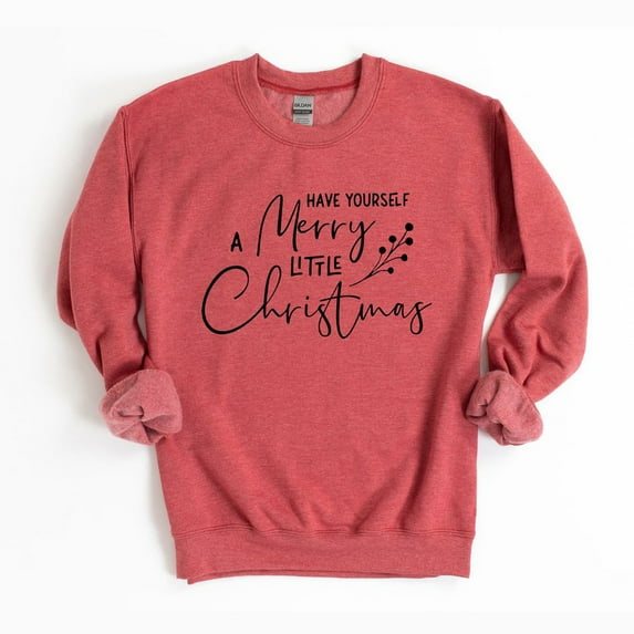 Have Yourself A Merry Little Christmas Berries Sweatshirt Color: Heather Red Size: SMALL
