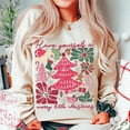 thumbnail image 1 of Have Yourself A Merry Little Christmas Sweater, Boho Floral Pink Christmas Tree Coquette Sweatshirt, 1 of 5