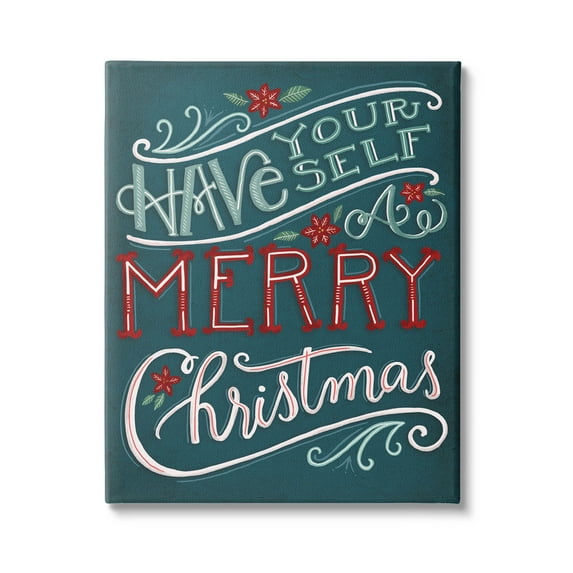 Have Yourself Merry Christmas Phrase Holiday Graphic Art Gallery Wrapped Canvas Print Wall Art