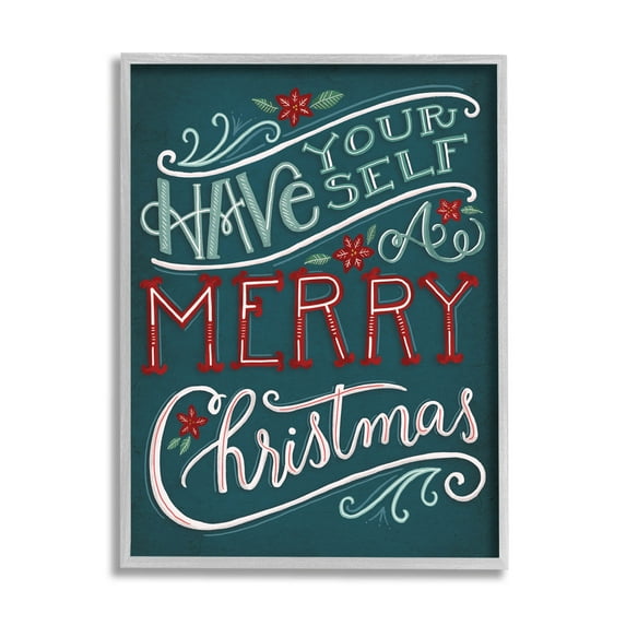 Have Yourself Merry Christmas Phrase Holiday Graphic Art Gray Framed Art Print Wall Art