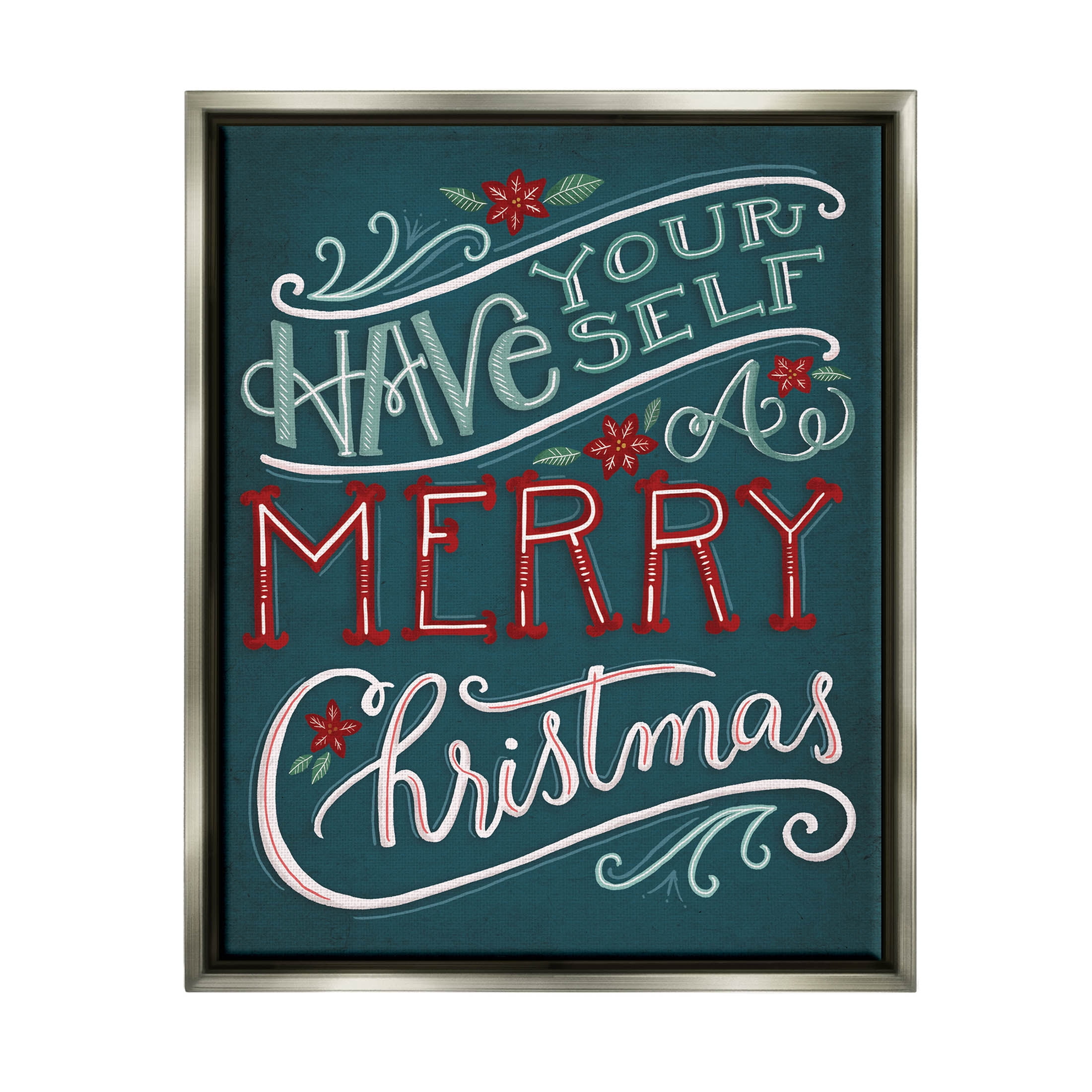 Have Yourself Merry Christmas Phrase Holiday Graphic Art Luster Gray Framed Art Print Wall Art