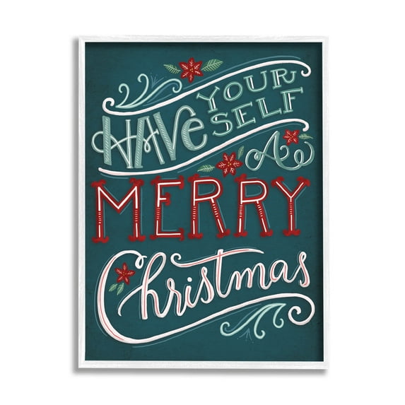 Have Yourself Merry Christmas Phrase Holiday Graphic Art White Framed Art Print Wall Art