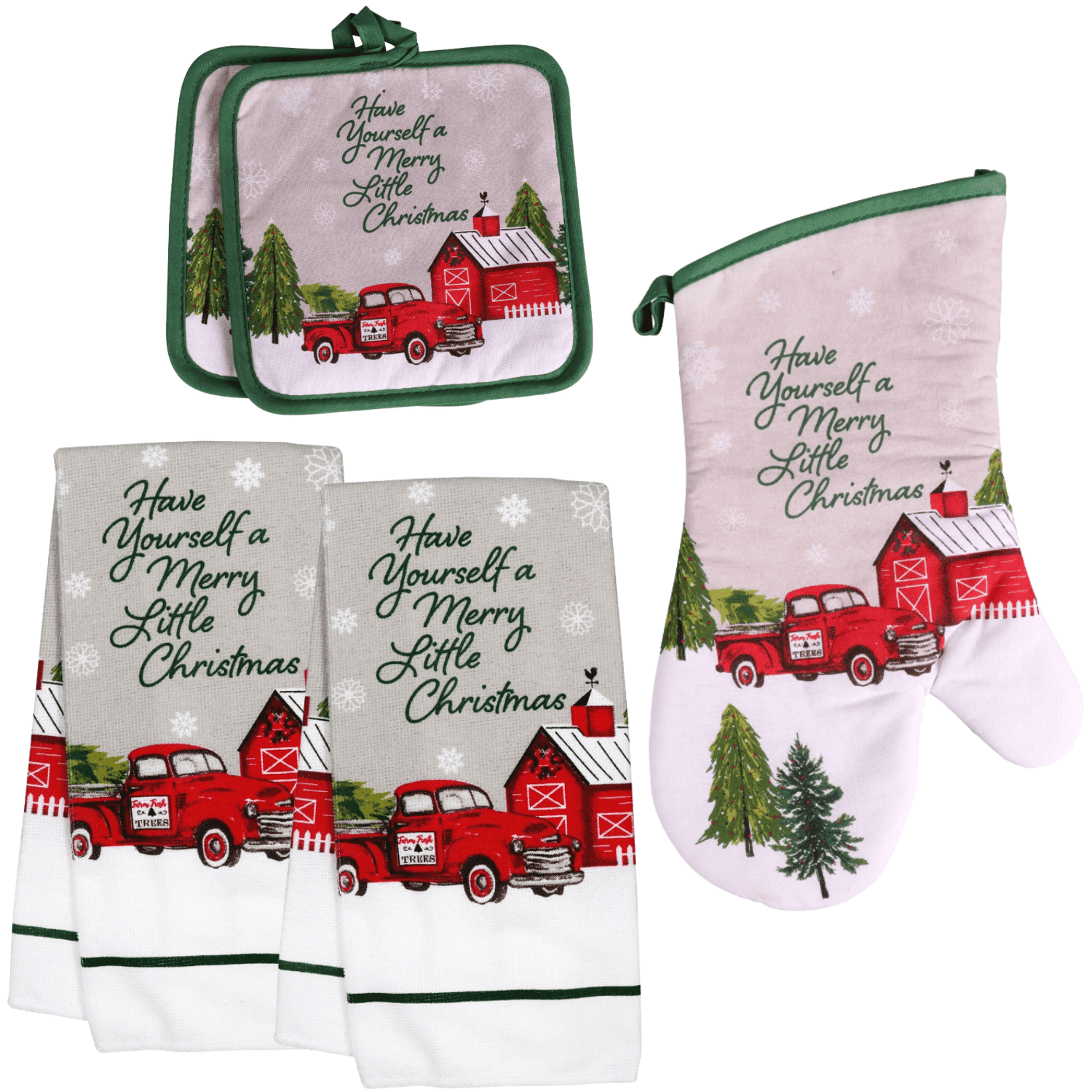 Have Yourself a Merry Little Christmas Kitchen Linen Set, Towels, Pot