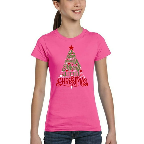 Have Yourself a Merry Little Christmas - Girl's Word Art T-Shirt