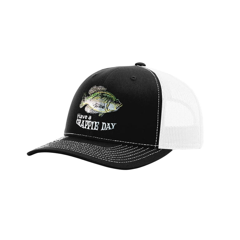 Have a Crappie Day Funny Fishing Mesh Back Trucker Hat-Black