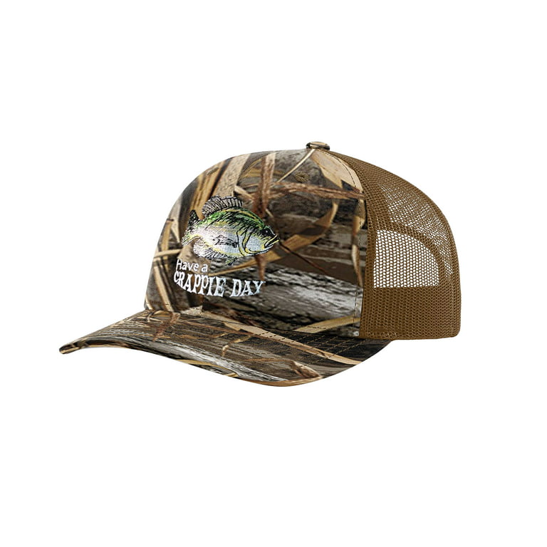 Have a Crappie Day Funny Fishing Mesh Back Trucker Hat-Camo