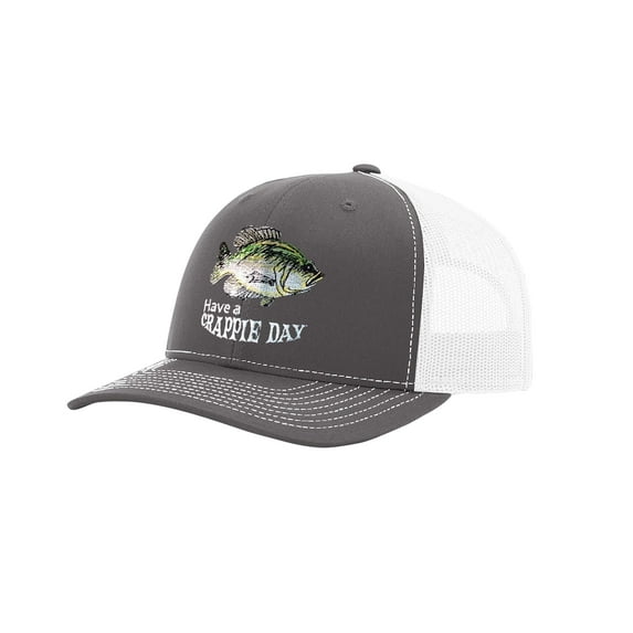 Have a Crappie Day Funny Fishing Mesh Back Trucker Hat-Charcoal