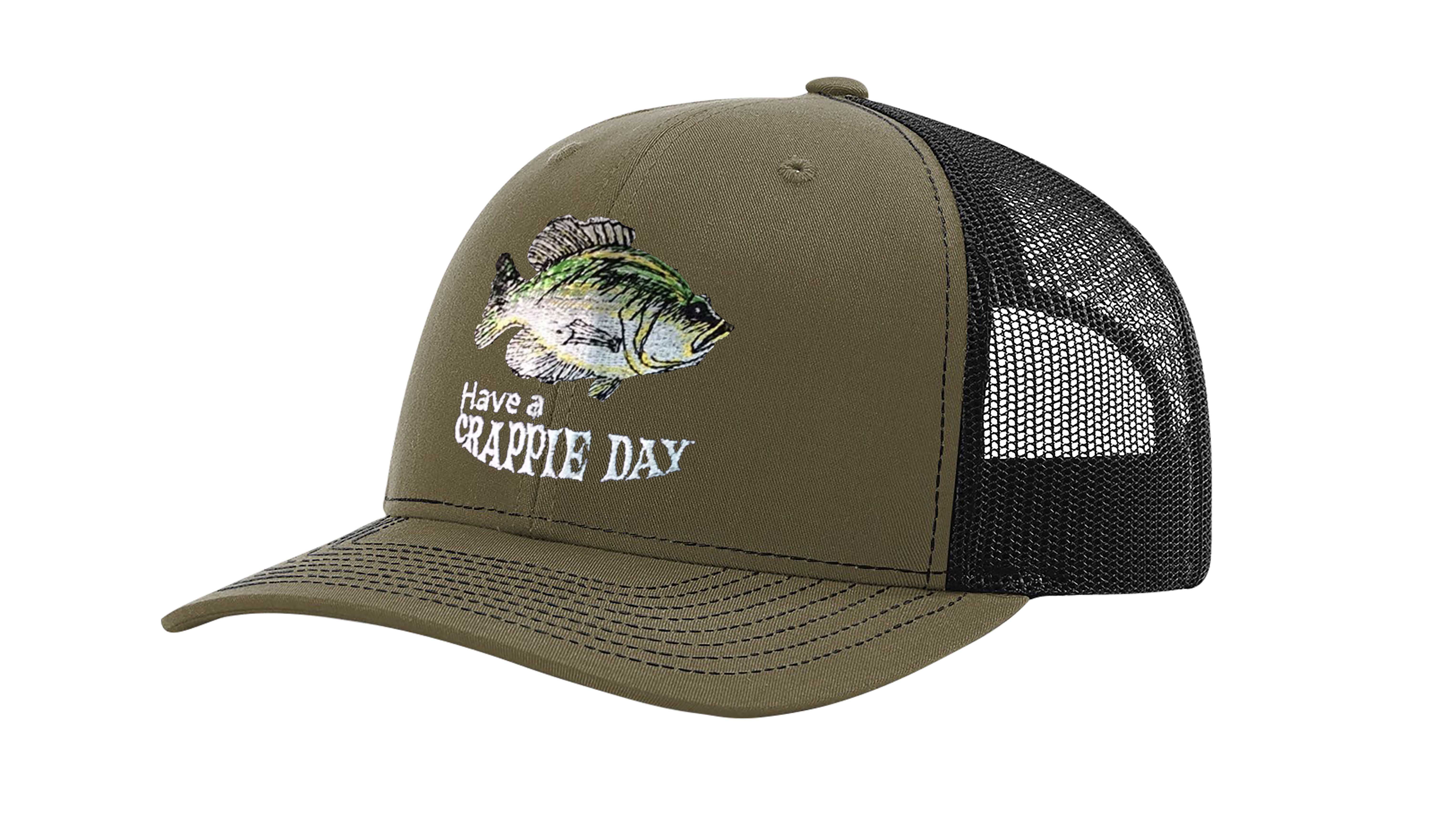 Have a Crappie Day Funny Fishing Mesh Back Trucker Hat-Military 