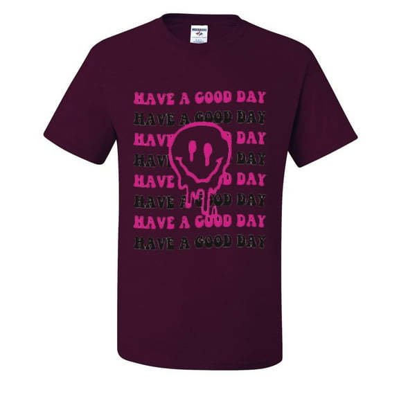 Have a Good Day Pink Face Mens T-shirts , Maroon, Large