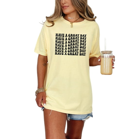 Have a Great Day, Groovy Retro Wavy Text, Butter Comfort Colors T-Shirt, XL