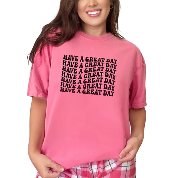 Have a Great Day, Groovy Retro Wavy Text, Crunchberry Comfort Colors T-Shirt, 3XL