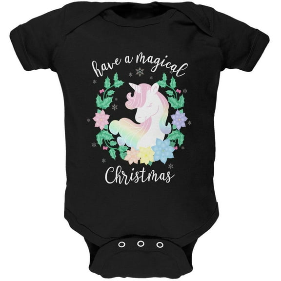 Have a Magical Christmas Unicorn Soft Baby One Piece Black 18-24 M