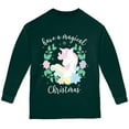 thumbnail image 1 of Have a Magical Christmas Unicorn Youth Long Sleeve T Shirt Forest Green YMD, 1 of 1