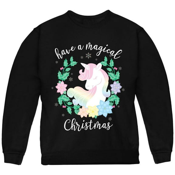 Have a Magical Christmas Unicorn Youth Sweatshirt Black YLG