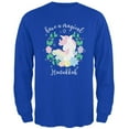 thumbnail image 1 of Have a Magical Hanukkah Unicorn Mens Long Sleeve T Shirt Royal LG, 1 of 1