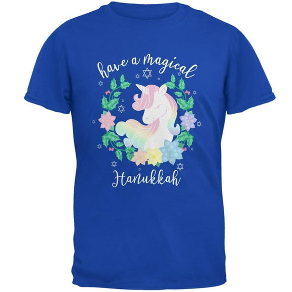 Have a Magical Hanukkah Unicorn Mens Soft T Shirt Royal LG