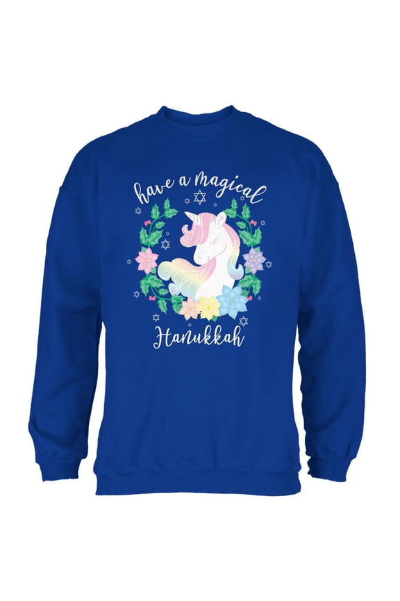 Have a Magical Hanukkah Unicorn Mens Sweatshirt Royal LG