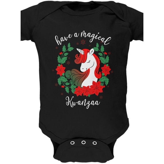 Have a Magical Kwanzaa Unicorn Soft Baby One Piece Black 12-18 M