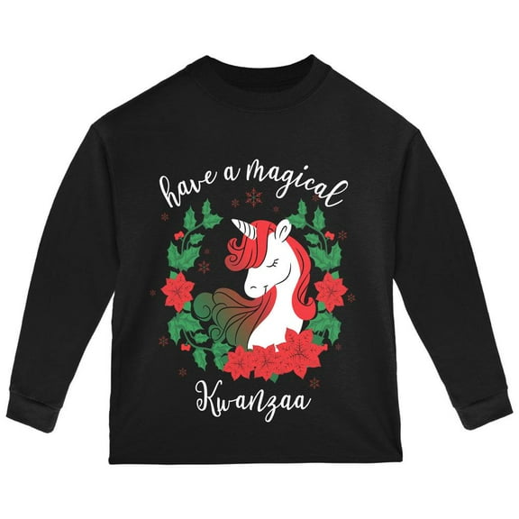 Have a Magical Kwanzaa Unicorn Toddler Long Sleeve T Shirt Black 4T