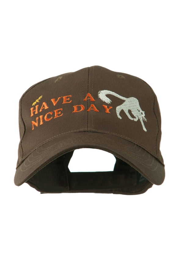 Have a Nice Day Halloween Cat Embroidered Cap - Brown OSFM