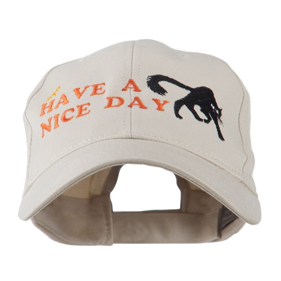 Have a Nice Day Halloween Cat Embroidered Cap - Stone OSFM