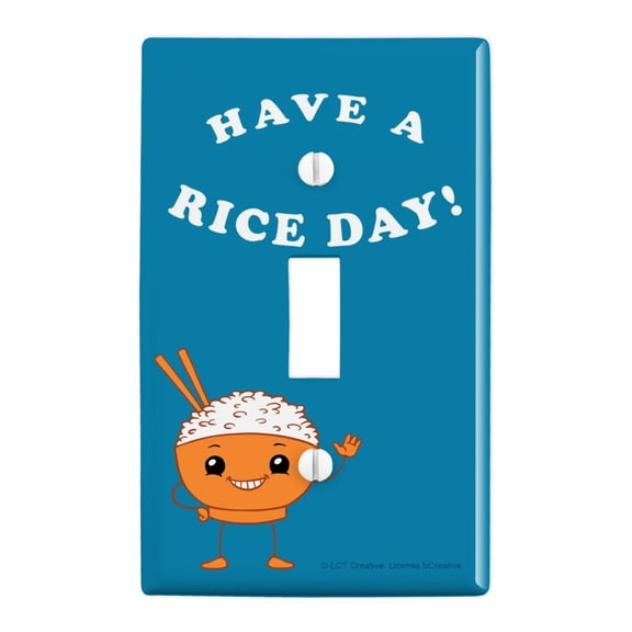 Have a Rice Day Nice Bowl Funny Humor Plastic Wall Decor Toggle Light Switch Plate Cover