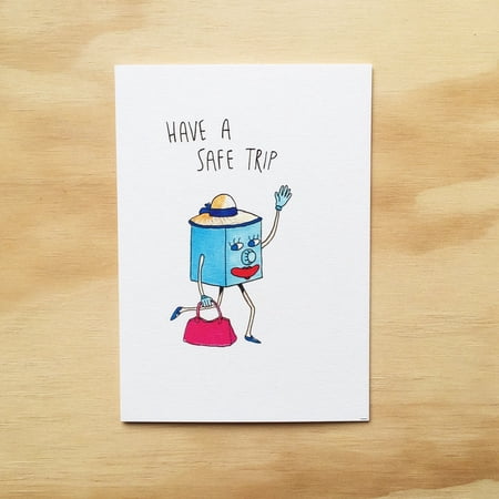 Have a Safe Trip Greeting Card - Fun Travel-Themed Card with Cheerful Design - Blank Inside for Personal Messages - Perfect for Bon Voyage Wishes