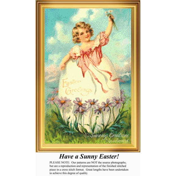 Have a Sunny Easter, Vintage Counted Cross Stitch Pattern (Pattern Only, You Provide the Floss and Fabric)